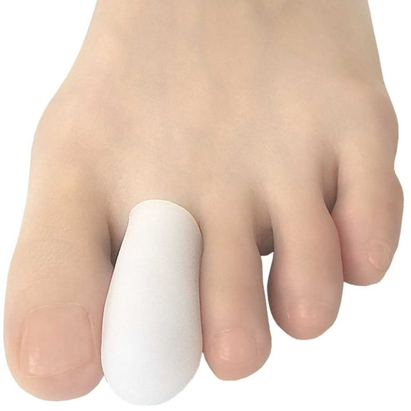 Chiroplax Gel Toe Cap Sleeve Protector Cushions Pads Guard Cover Separator Bunion Hammer Toe Callus Corn Blister Missing Ingrown Nails (Small (6 Pack), White)
