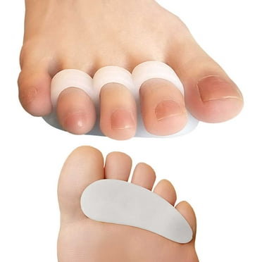 Chiroplax Hammer Toe Cushions Pads Temporary Straightener Corrector Overlapping Relief Separator Crest Splint, 4 Pack (Size Medium, White)