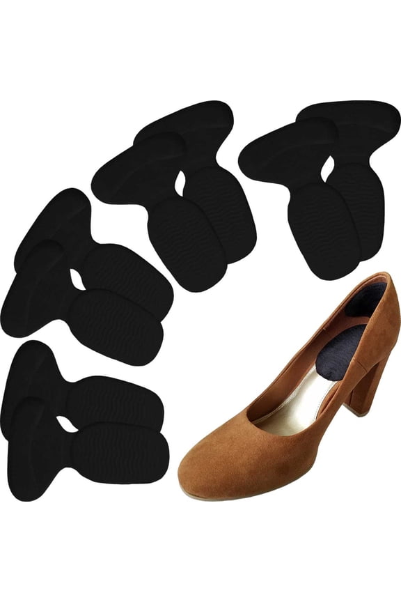 High Heel Cushion Inserts Pads (4 Pairs) Suede Metatarsal Heel Liner Protector Grips Anti Slip Shoe Insoles for Women (Black)