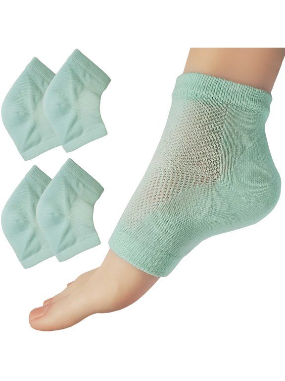 Vented Moisturizing Socks for Dry Cracked Heels Feet Treatment Gel Lined Spa to Repair Heal Soften Calluses Overnight, 2 Pairs (Mint)