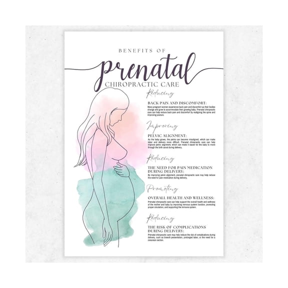 Chiropractic Office Decor Prenatal Care Benefits Canvas Poster Featuring Spinal Column Anatomy and Webster Technique for Pregnancy Support and Education
