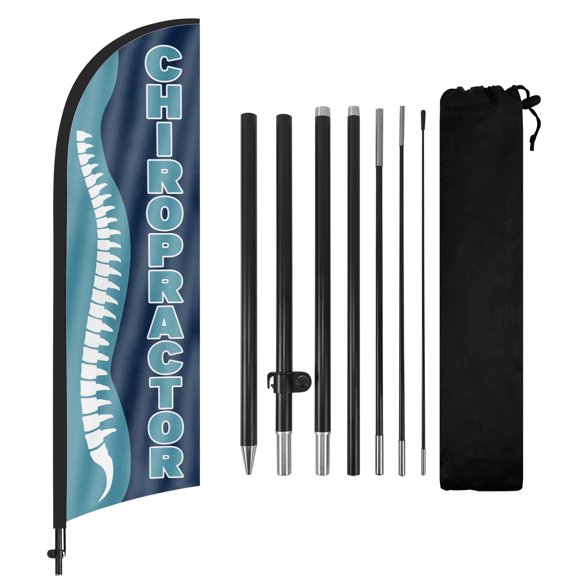 Chiropractor Advertising Feather Flags Banner, Chiropractor Swooper Flags with Poles and Ground Stake, 8FT Advertising Feather Flags Sign for Chiropractor Business