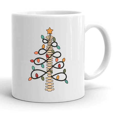 Chiropractor Doctor Christmas Lights Chiropractic Assistant Gift Ceramic Mug 11oz (White;11oz)