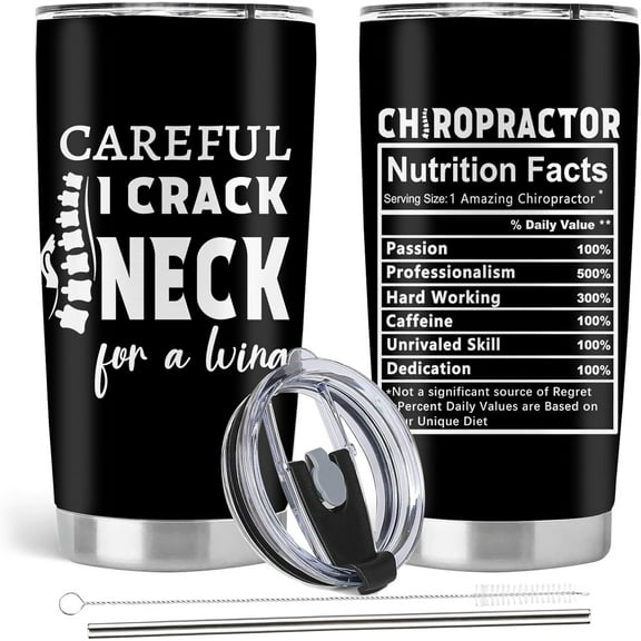Chiropractor Gifts, Chiropractor Graduation Co Worker Retirement Gifts, 20oz Stainless Steel Tumbler with Lid Straw