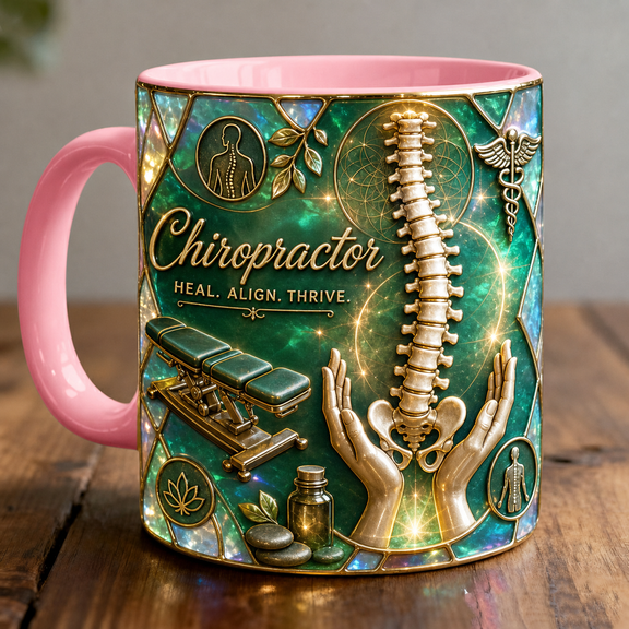 Chiropractor Mug 3D Effect Emerald Spine Design Gift for Chiropractic Professionals