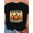 thumbnail image 1 of Chiropractor Tee Halloween Pumpkin Spine Design T Shirt Letter Graphic Tees Humor Tops Black S-5XL, 1 of 5