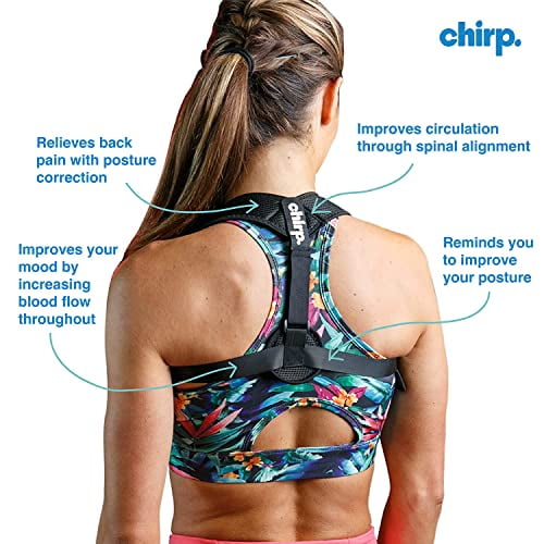Chirp Upper Back Posture Corrector, Easy-to-Use Posture Corrector for Men and Women, Back and Shoulder Brace with Adjustable Straps, Support Brace for Spinal Alignment, Holds Up to