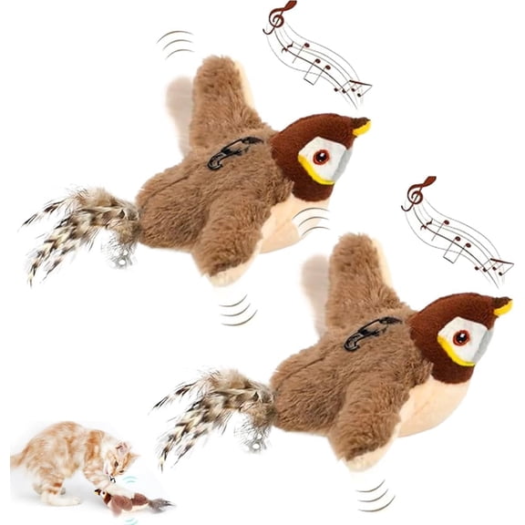 Chirppaws Flapping Bird, Flapping Bird Cat Toy, Simulated Chirping Flapping Wings Bird, Slapping and Chirping Simulated Hunting Toys, for All Breeds Cat with Charging Cable
