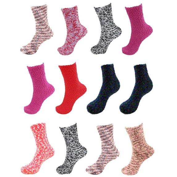 Chirpy Socks Assorted Super Soft Cozy Warm Colorful Microfiber Knobby Socks - 12 Pairs - Assortment 93