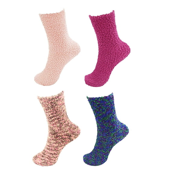 Chirpy Socks Assorted Super Soft Cozy Warm Colorful Microfiber Knobby Socks - 4 Pairs - Assortment 96