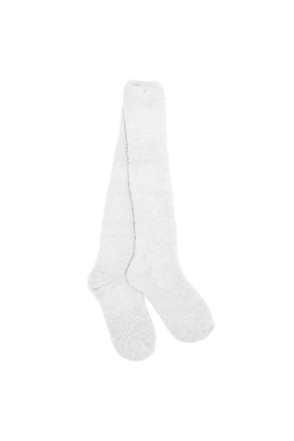 Women's Fuzzy Knee High Socks - White - 1 Pair - Size 4-10