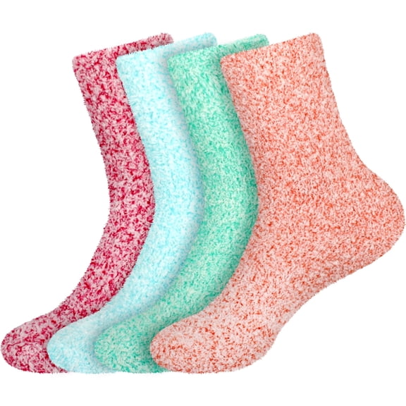 Chirpy Socks Women's Fuzzy Warm Feather Soft Socks - Assortment 4A - 4prs