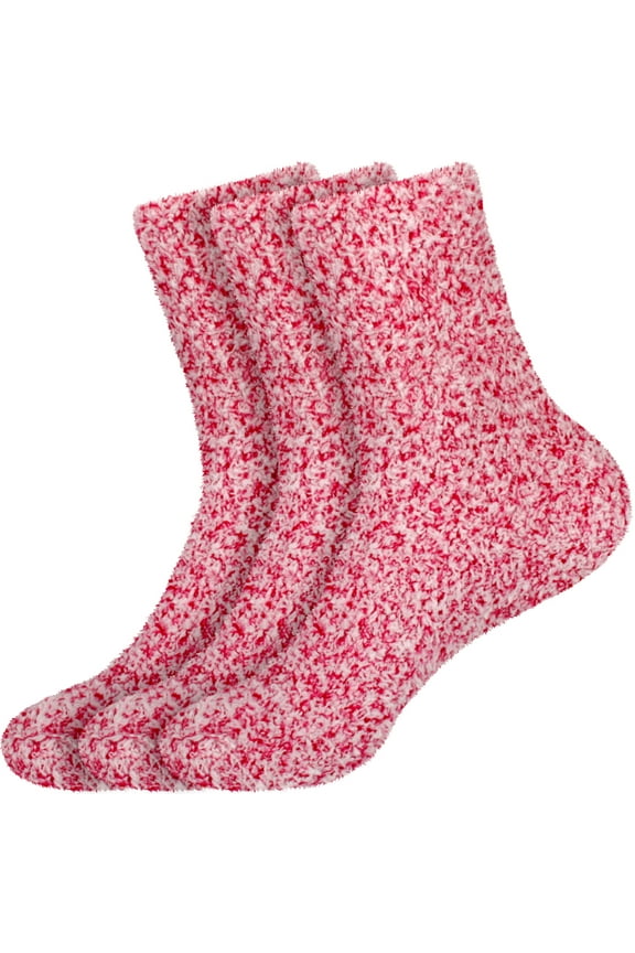 BambooMN Chirpy Socks Women's Feather Soft Fuzzy Socks - Warm Comfy Cute - Magenta - 3 Pairs