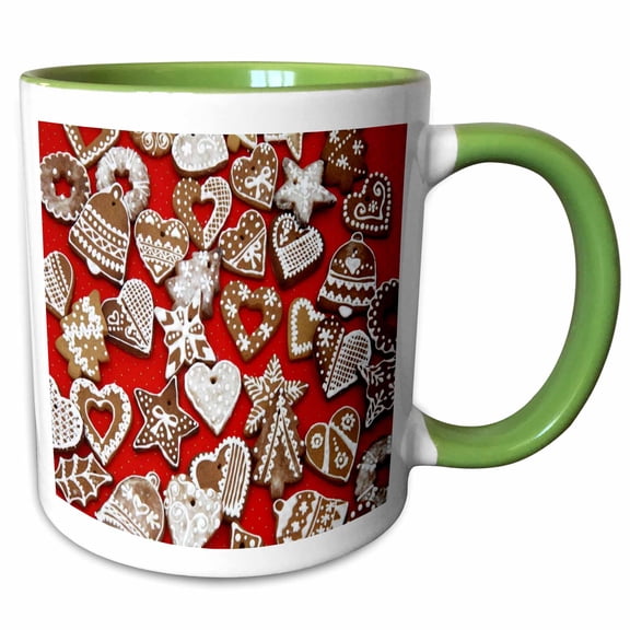 3drose, Chirstmas Gingerbread Cookies, 11oz Two-tone Green Mug
