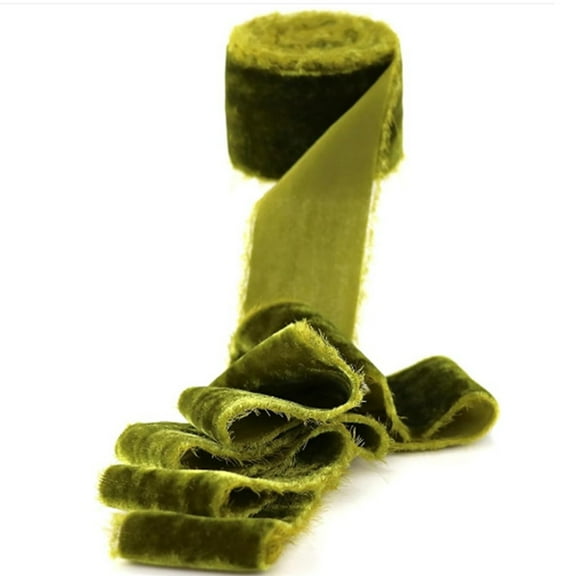 Chirtsmas Tree Ribbon,Velvet Ribbon,1.6 Inch x 3 Yards Frayed Edge Silk Velvet Ribbon Hand Torn Ribbon with Raw Edge for Bridal Bouquet, Invitations, Wedding, Vow Books, Gift Basket