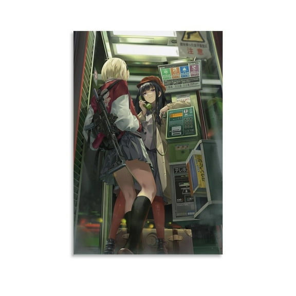 Chisato And Takina Poster Lycoris Recoil Canvas Poster Wall Art Picture Prints Hanging Photo Gift Decor Home Posters Artworks 16x24inch(40x60cm)