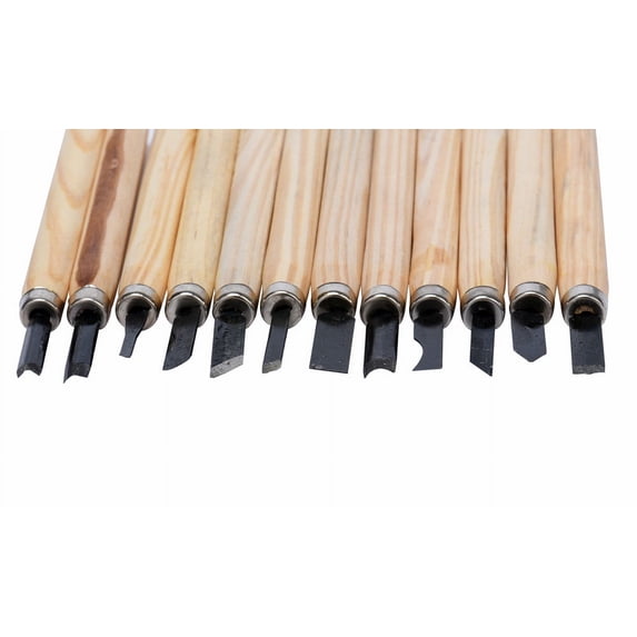 Chisel 12Pcs Tool Hand Woodworking Woodworkers Set Wood Gouges Carving & Stationery Clearance on Sale 12-Piece Wooden Handle Carving Knife Set, Hardware Milling Cutter Plertrvy