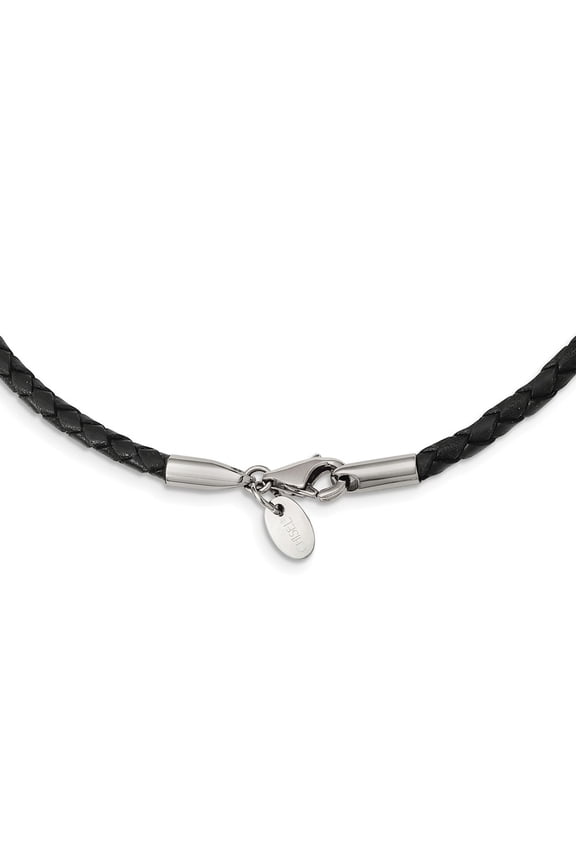 Chisel 3mm Genuine Leather Weave 18 inch Necklace