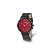 Gem & Harmony Chisel Black Plated Red Dial Analog Watch with Leather Band for Men
