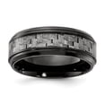 thumbnail image 1 of Chisel Black Titanium Polished With Grey Carbon Fiber Inlay 8.00mm Band Size 11 Jewelry for Women, 1 of 6