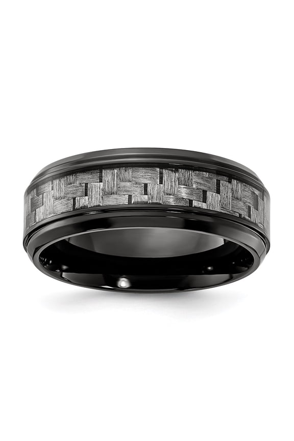 Black Titanium Polished with Grey Carbon Fiber Inlay 8.00mm Band