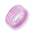 thumbnail image 1 of Ceramic Pink Grooved 8mm Polished Band Ring Size 5 Ring for Women and Men, 1 of 4
