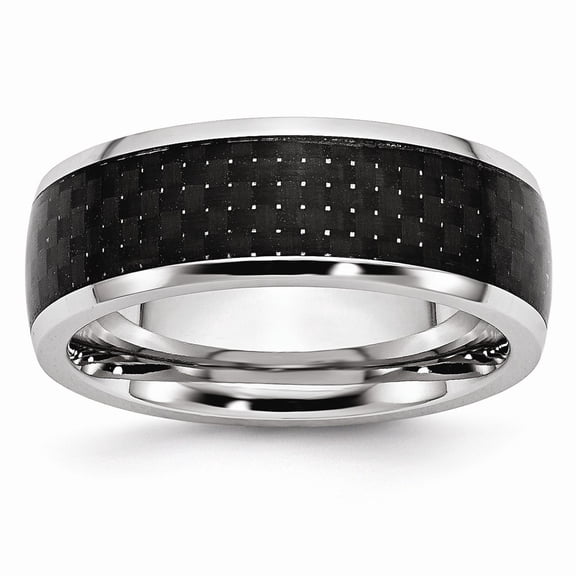 Chisel Cobalt Polished Black Carbon Fiber Inlay 8mm Band