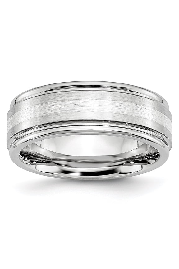 Cobalt Sterling Silver Inlay Satin and Polished 8mm Band