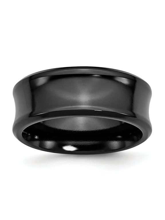 Concave Wedding Band in Black Titanium, 9mm