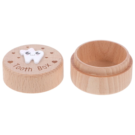 OUNONA Cute Multi Wooden Baby Teeth Box for Storage and Memory Keeping Small Size Safe Keepsake