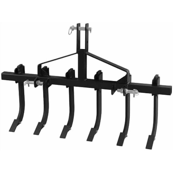 Chisel Plow Scarifier, 48" 3 Point Tiller Plow Implement Cultivator, Detachable Cultivator with 6 Scarifier Shank, 3 Point Scarifier for CAT-0 & CAT-1$$Garden & Patio