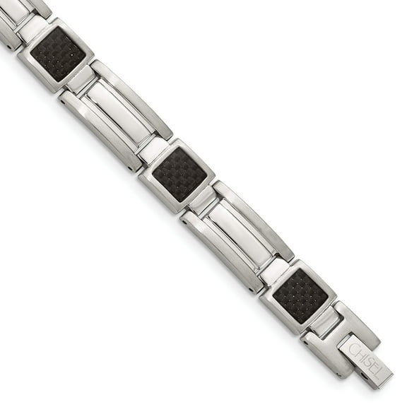 Chisel Stainless Steel Carbon Fiber Bracelet - 8.75 inches