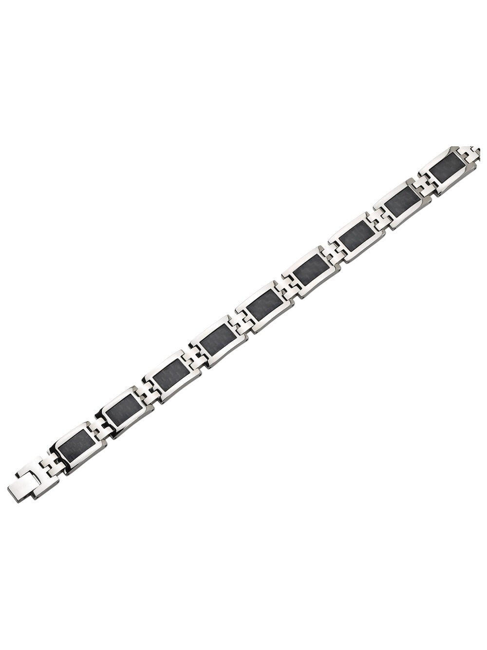 Gem & Harmony Mens Stainless Steel Carbon Fiber Bracelet 9.25 inches for Men