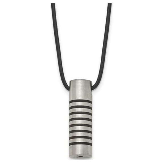 Gem & Harmony Mens Stainless Steel Pendant Necklace with Black Accent on Cord for Men