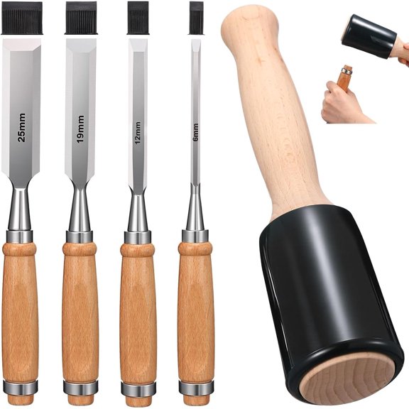 Chisel Set with 15 oz Mallet, 5 count Woodworking Tools