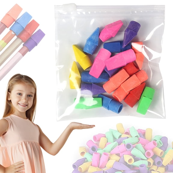 Chisel-Shaped Eraser Toppers Pencil Top Eraser 20 Assorted Colors Cap Erasers for Pencils Erasers for Pencils, No-Smudge Latex Free Eraser Toppers Bulk Erasers Caps for Teachers Home and Office