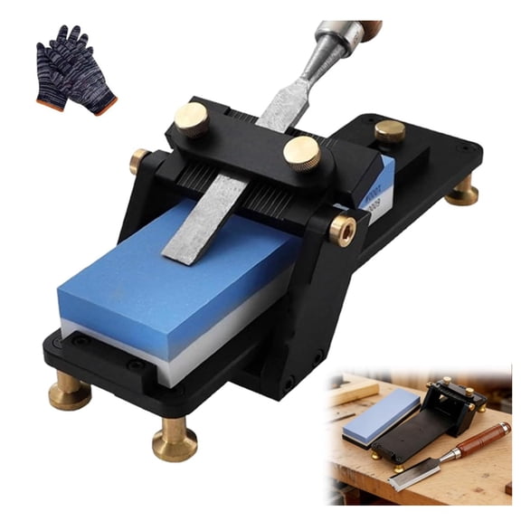 Chisel Sharpening Jig, Fixed Angle Chisel Sharpener System with 400/1000 Grit Whetstone, Aluminum Alloy Grinding Frame Tool, Woodworking Honing Guide for Chisels, Planes & Carving Knives