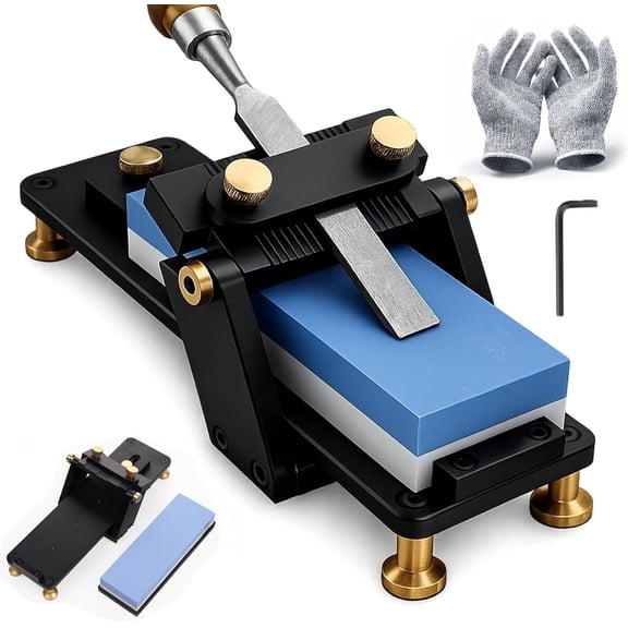 Chisel Sharpening Jig with Fixed Angle System, Precision Honing Guide with Whetstone Grinding Frame, Sharpening Kit for Woodworking Chisels, Planes and Carving Knives (400/1000 Grit)