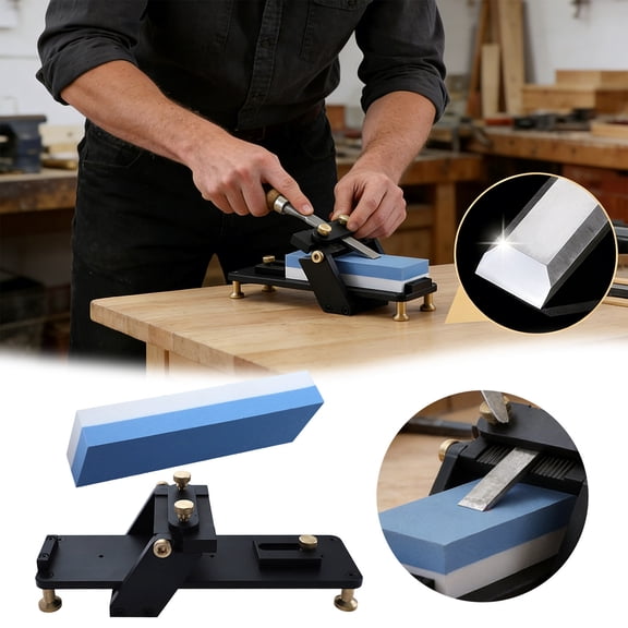 Chisel Sharpening Jig, Fixed Angle Whetstone Set(Include Fixed Angle Sharpener & Knives Polishing Stone)
