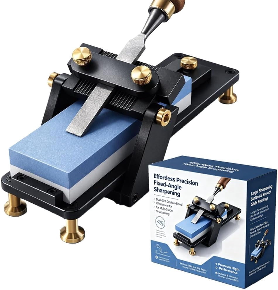 Chisel Sharpening Jig Professional Fixed Angle Sharpening System with Dual Whetstone Adjustable Guide Non Slip Base for Woodworking Carving Knife Polishing Sharpener Durable Tool Kit(400/1000 coarse)