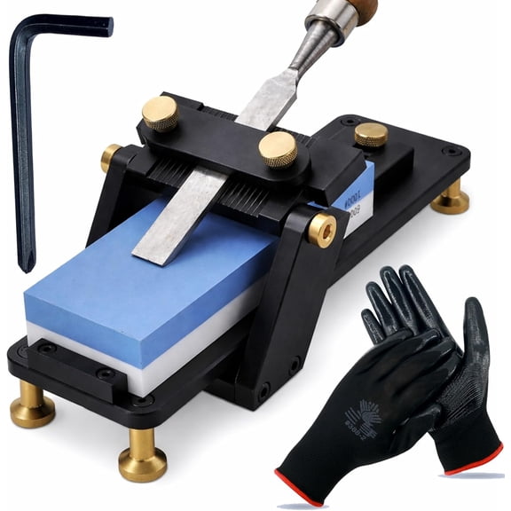 Chisel Sharpening Jig, Sharpening Quick Stand Aluminium Fixed Angle SharpenerWoodworking Chisels, Sharpener Combination Suit, Adjustable Knife Sharpener Guide (With Whetstone)