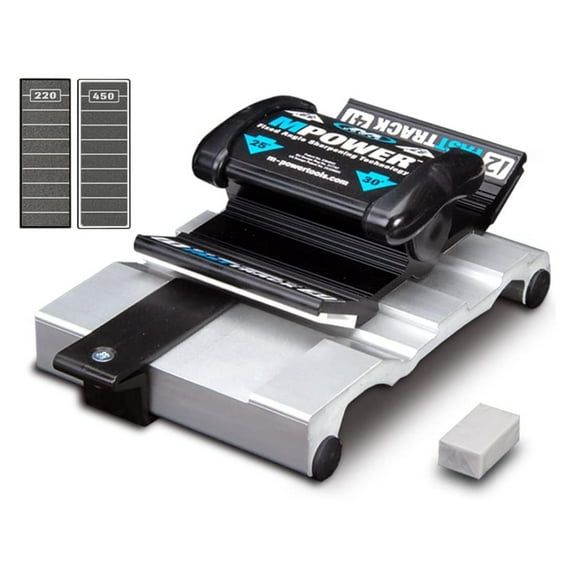 Chisel Sharpening Jig with Fixed Honing Angles - Sharpener Kit Includes 2x 3 Inch Sharpening Stones - Honing for Chisels and Planes Black and Silver