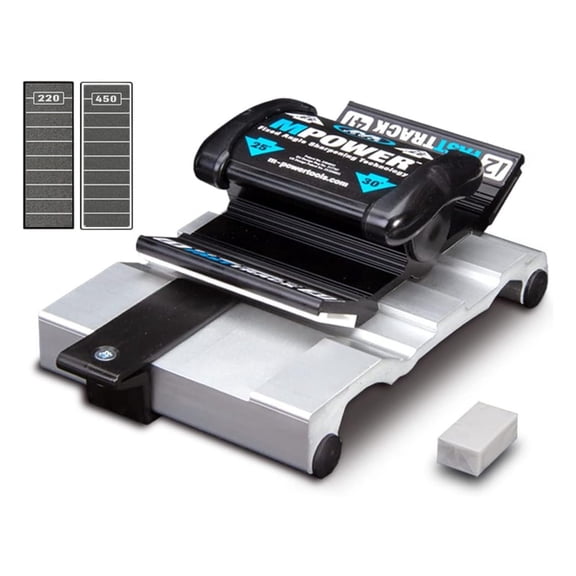 Chisel Sharpening Jig with Fixed Honing Angles - Sharpener Kit Includes 2x 3 Inch Sharpening Stones - Honing for Chisels and Planes