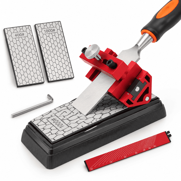 Chisel Sharpening Kit with Honing Guide and 400/1000 Grit Sharpening Stone