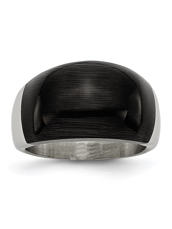 Chisel Stainless Steel 12mm Black Cat's Eye Ring