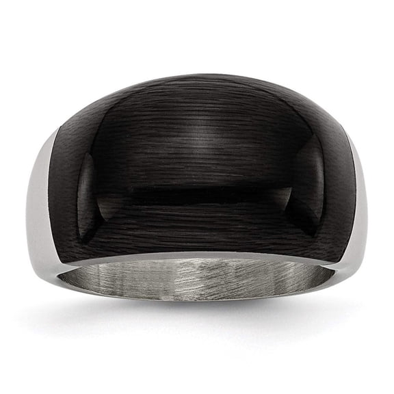 Chisel Stainless Steel 12mm Black Cat's Eye Ring