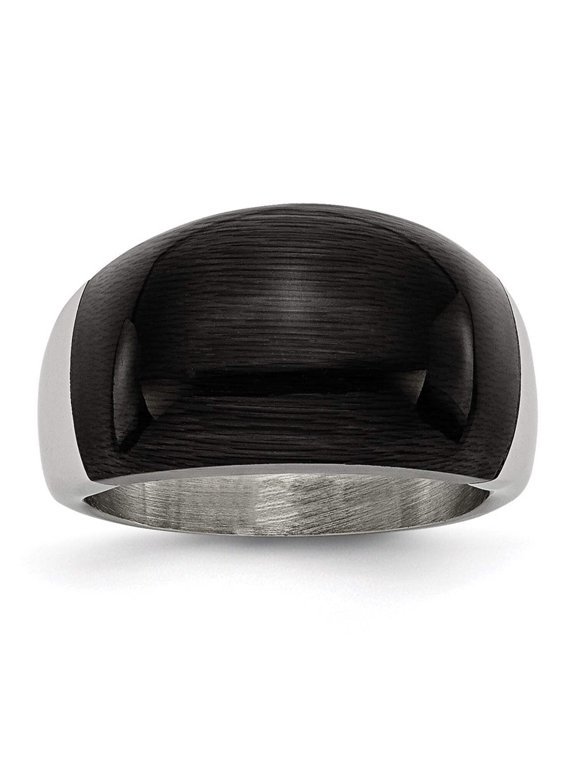 Chisel Stainless Steel 12mm Black Cat's Eye Ring