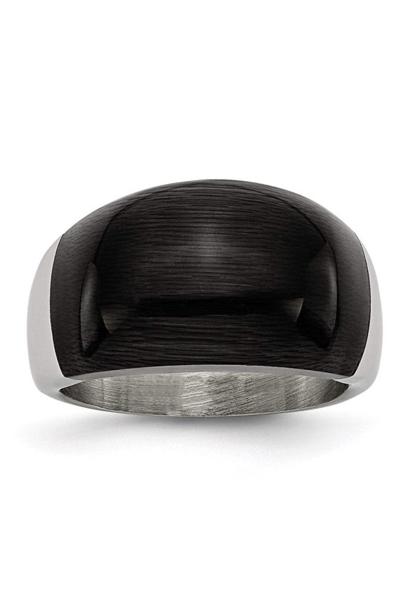 Chisel Stainless Steel 12mm Black Cat's Eye Ring