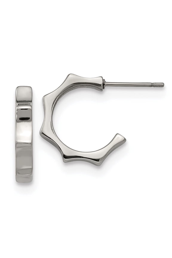 Stainless Steel 3mm High Polished Post C-Hoop Earrings