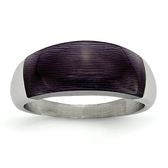 Chisel Stainless Steel 8mm Black Cat's Eye Ring